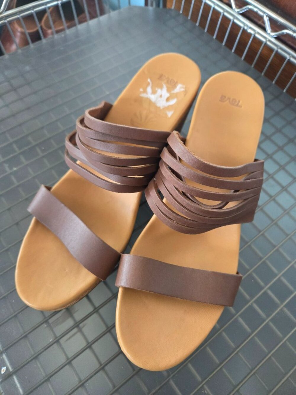 NWOT Teva 10 Arrabelle Wedge Sandals Slides Brown Leather